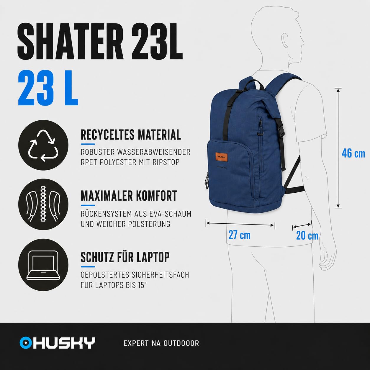 husky-shater-city-rucksack-23-l-dunkelblau-laptopfach image 4