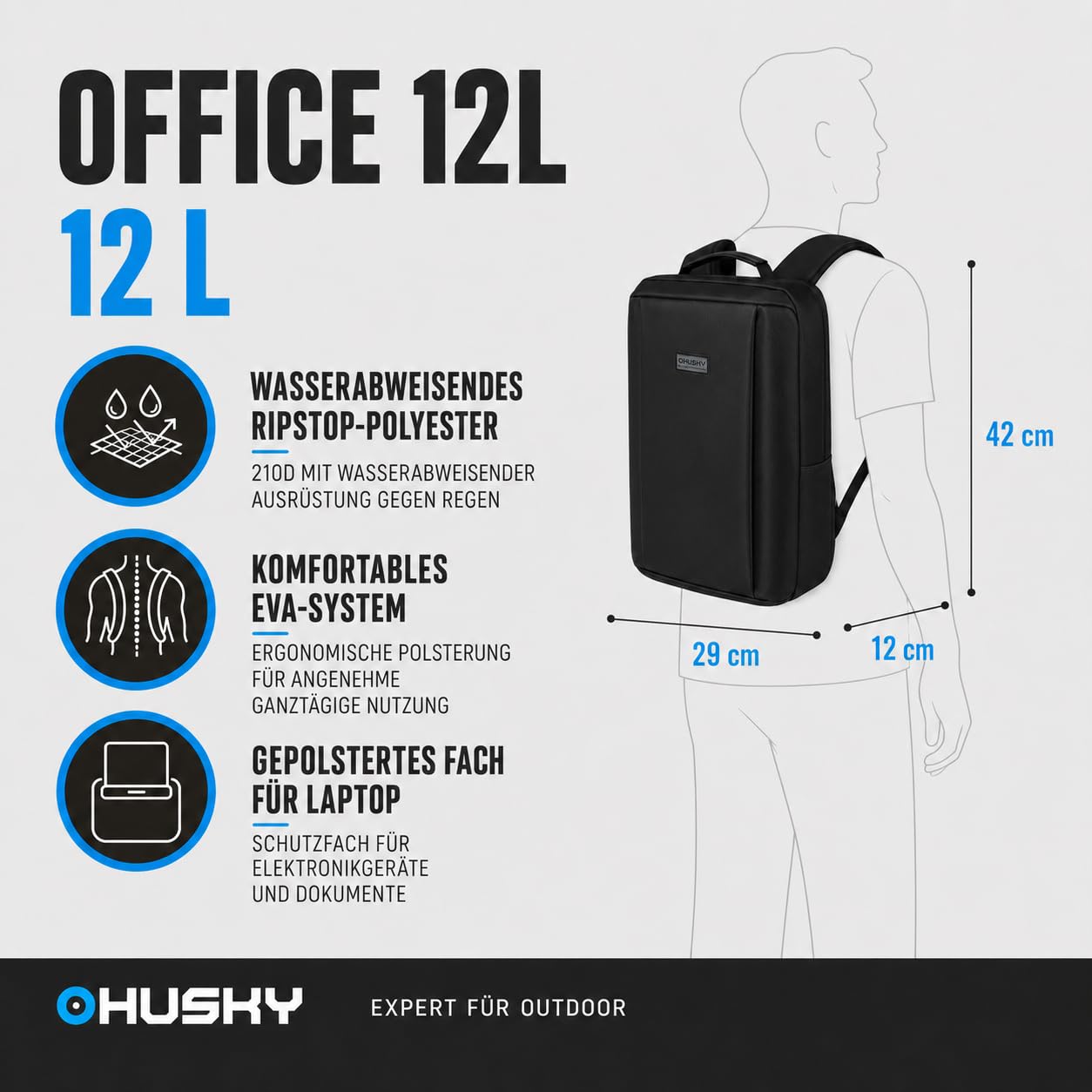 husky-office-city-daypack-rucksack-12-l-schwarz-laptopfach image 6