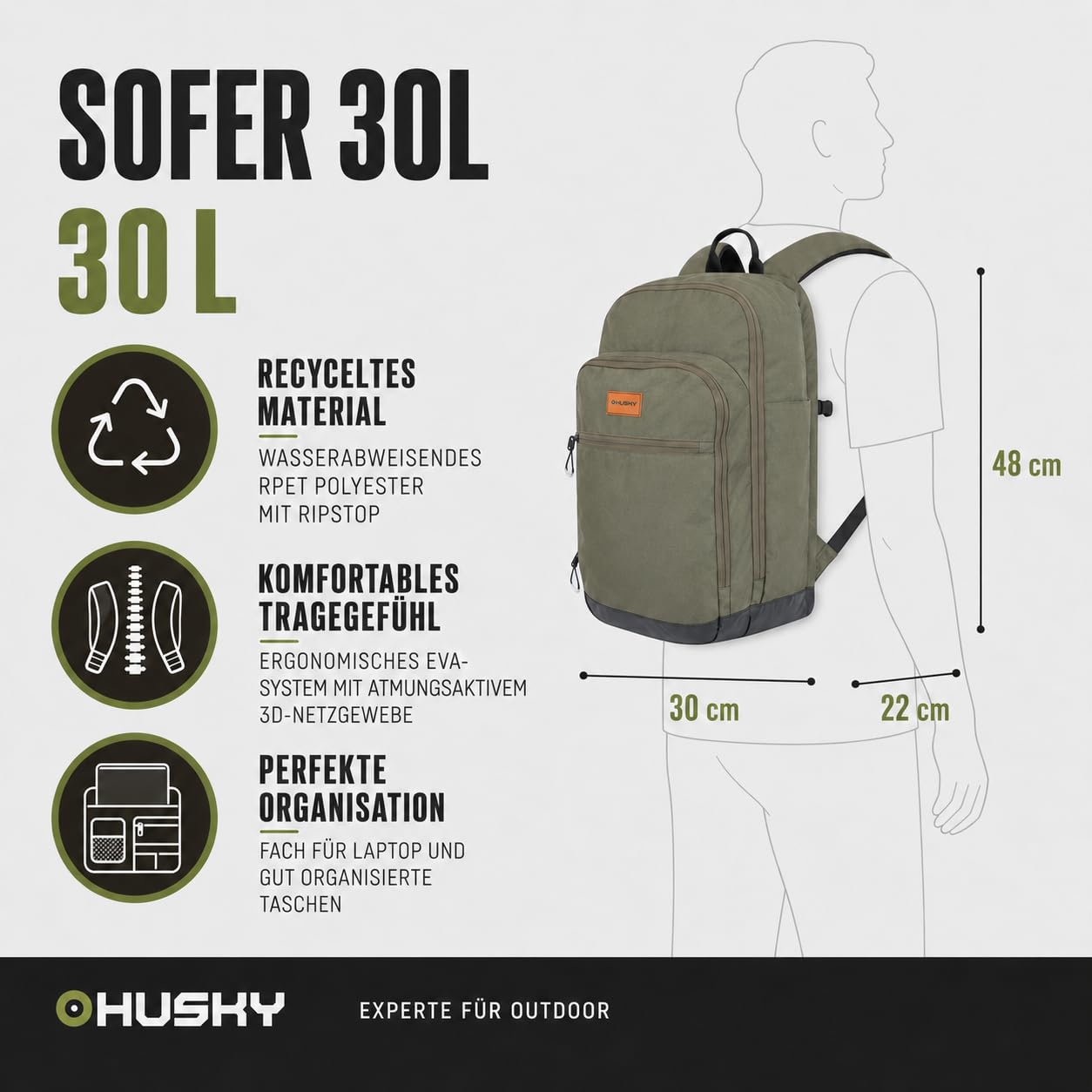 husky-sofer-city-rucksack-30l-gr-n-laptop-wasserabweisend image 4